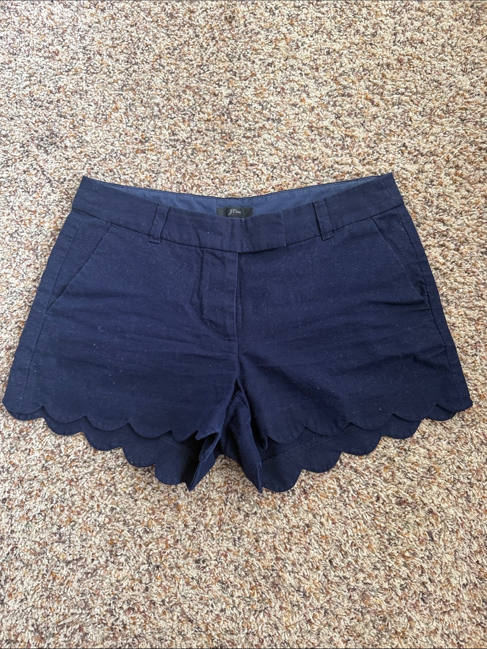 J. Crew Navy Scalloped Hem High Waist Shorts